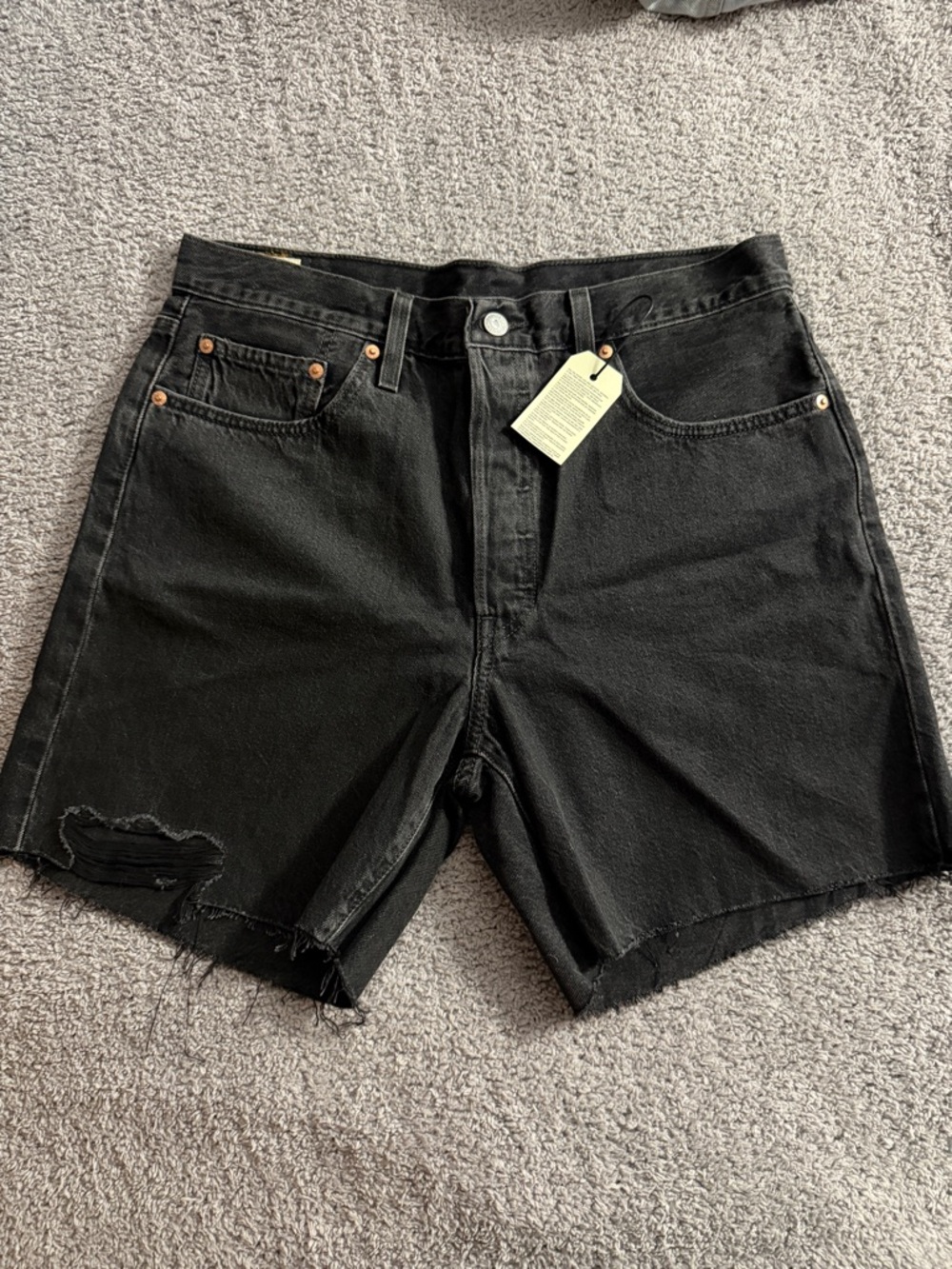 Men's Black Denim Cutoff Shorts